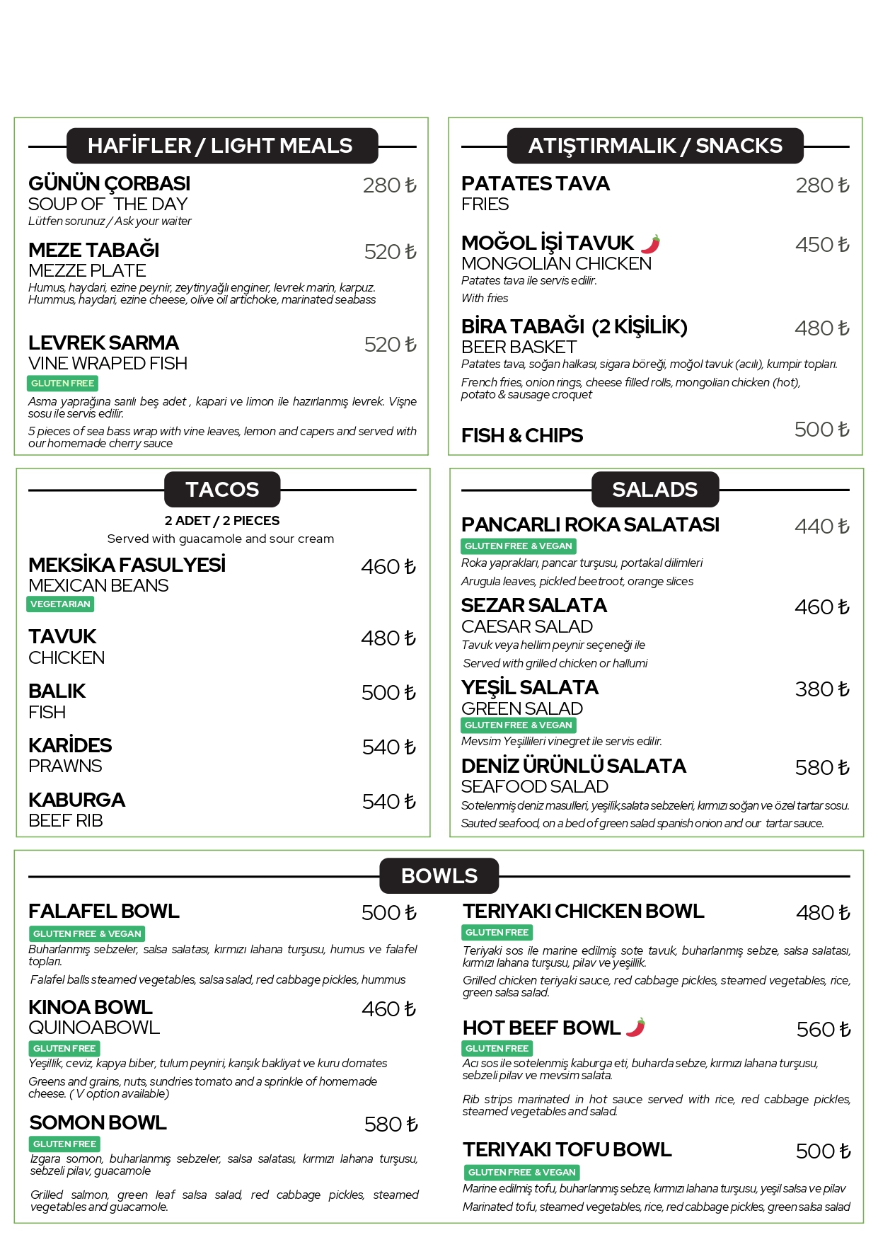 menu