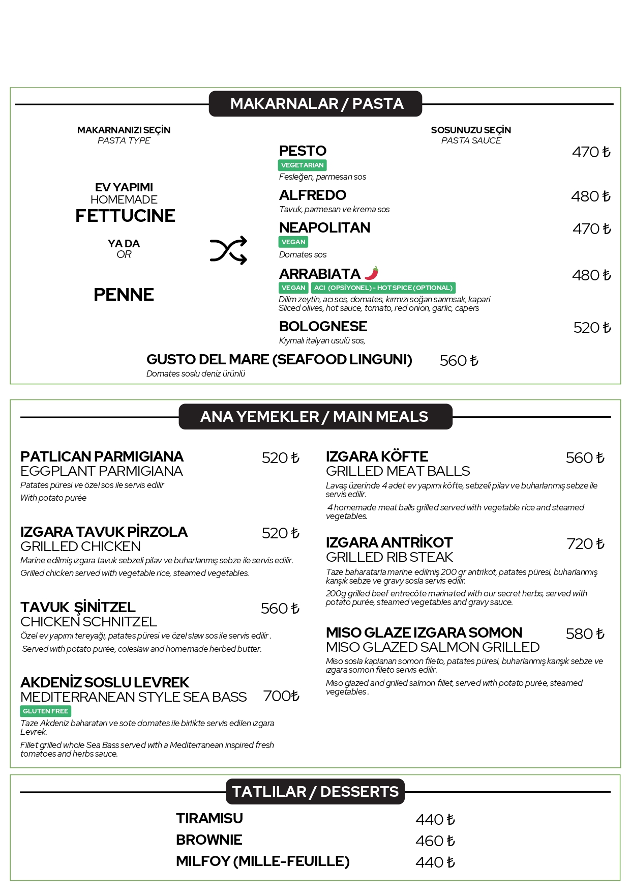 menu